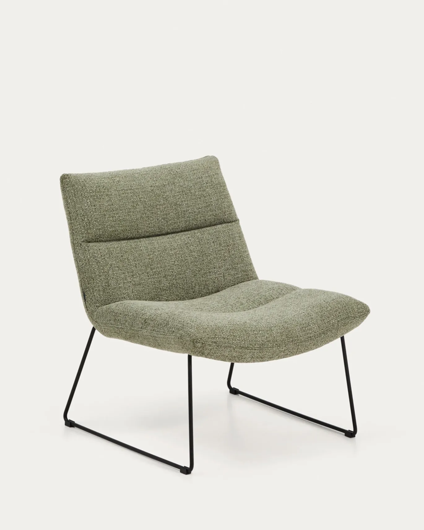 Kave Home Fauteuil Asen Chenille Groen met Zwart Staal