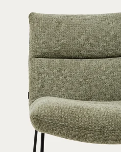 Kave Home Fauteuil Asen Chenille Groen met Zwart Staal