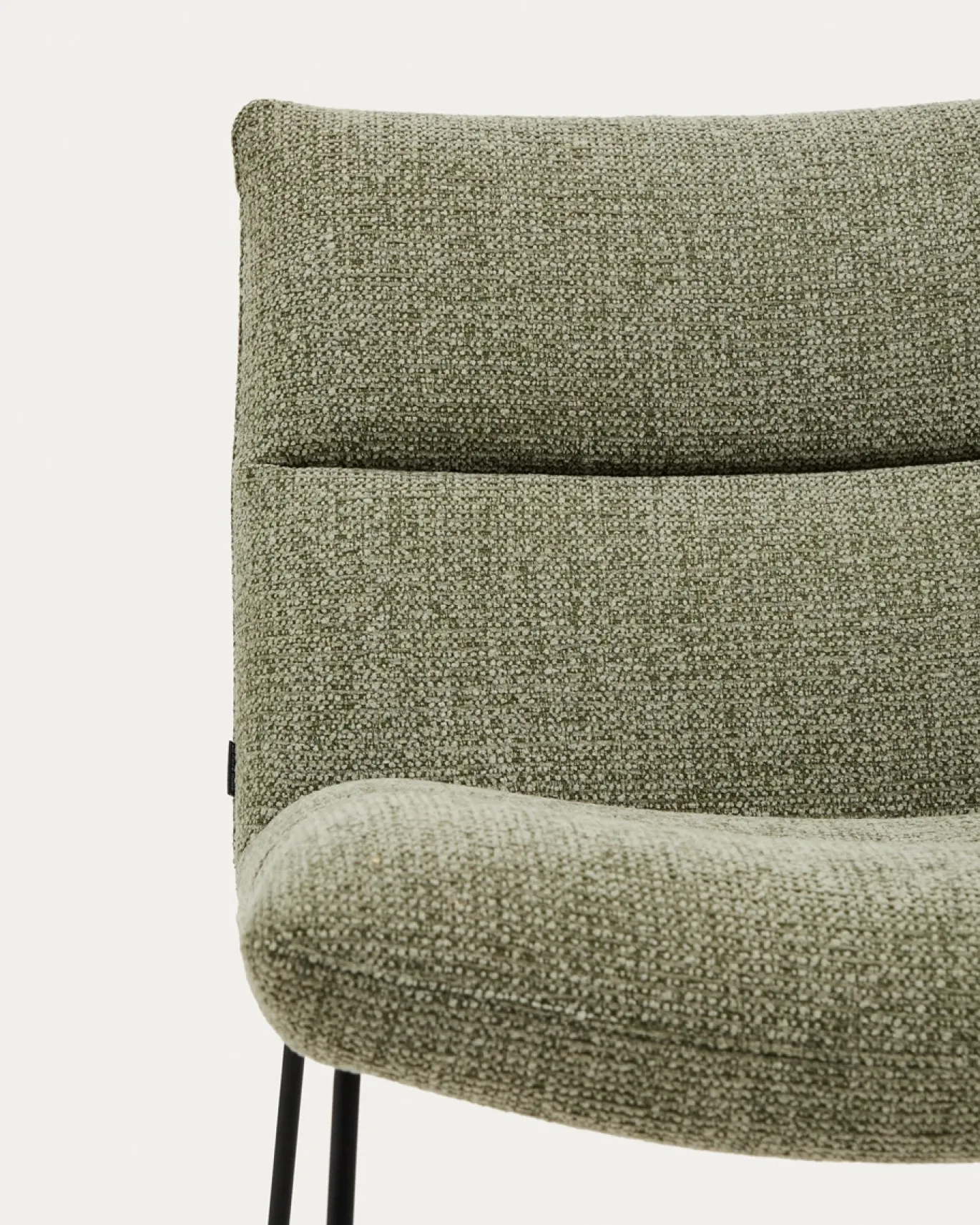 Kave Home Fauteuil Asen Chenille Groen met Zwart Staal