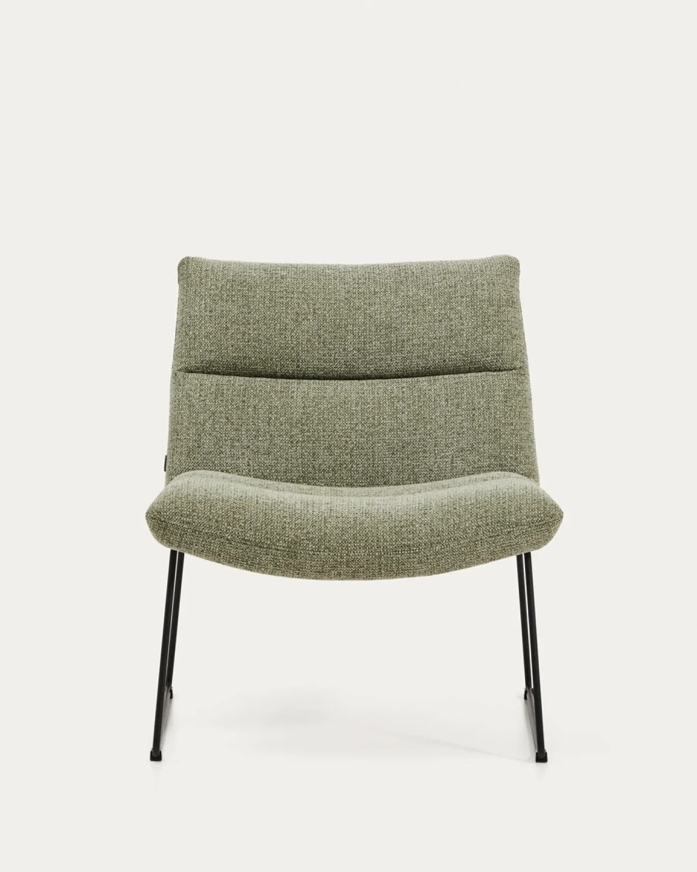Kave Home Fauteuil Asen Chenille Groen met Zwart Staal