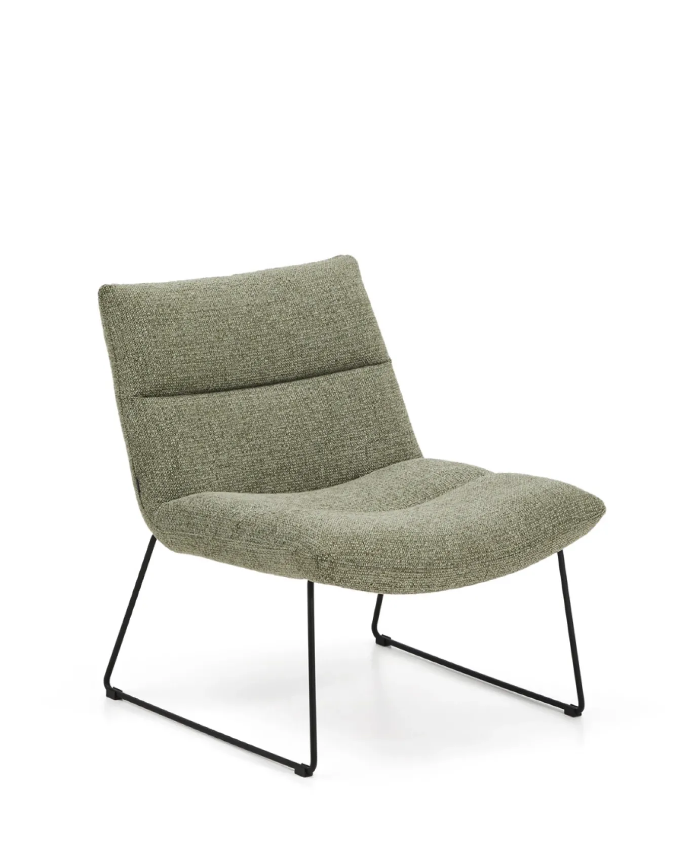Kave Home Fauteuil Asen Chenille Groen met Zwart Staal