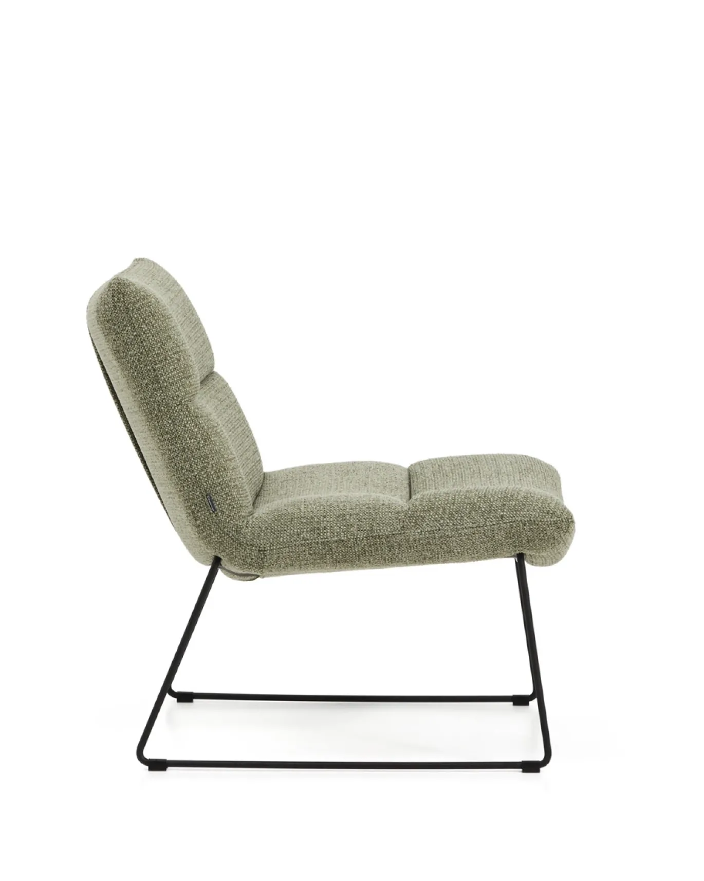 Kave Home Fauteuil Asen Chenille Groen met Zwart Staal