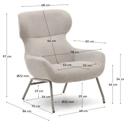 Kave Home Fauteuil Belina Beige Chenille