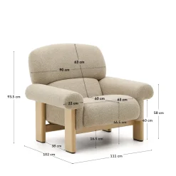 Kave Home Fauteuil Cabana Chenille Beige