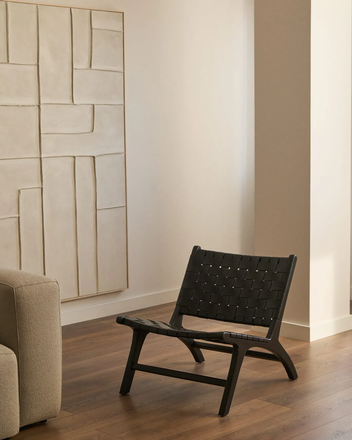 Kave Home Fauteuil Calixta Leer Zwart