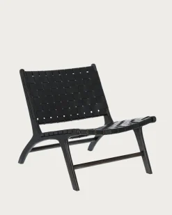 Kave Home Fauteuil Calixta Leer Zwart