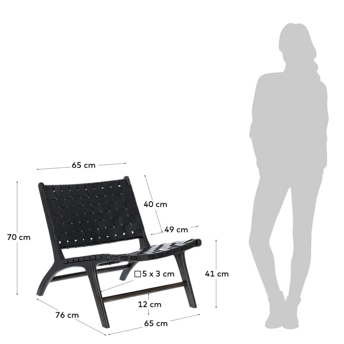 Kave Home Fauteuil Calixta Leer Zwart