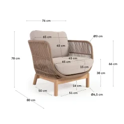 Kave Home Fauteuil Catalina Beige Acaciahout