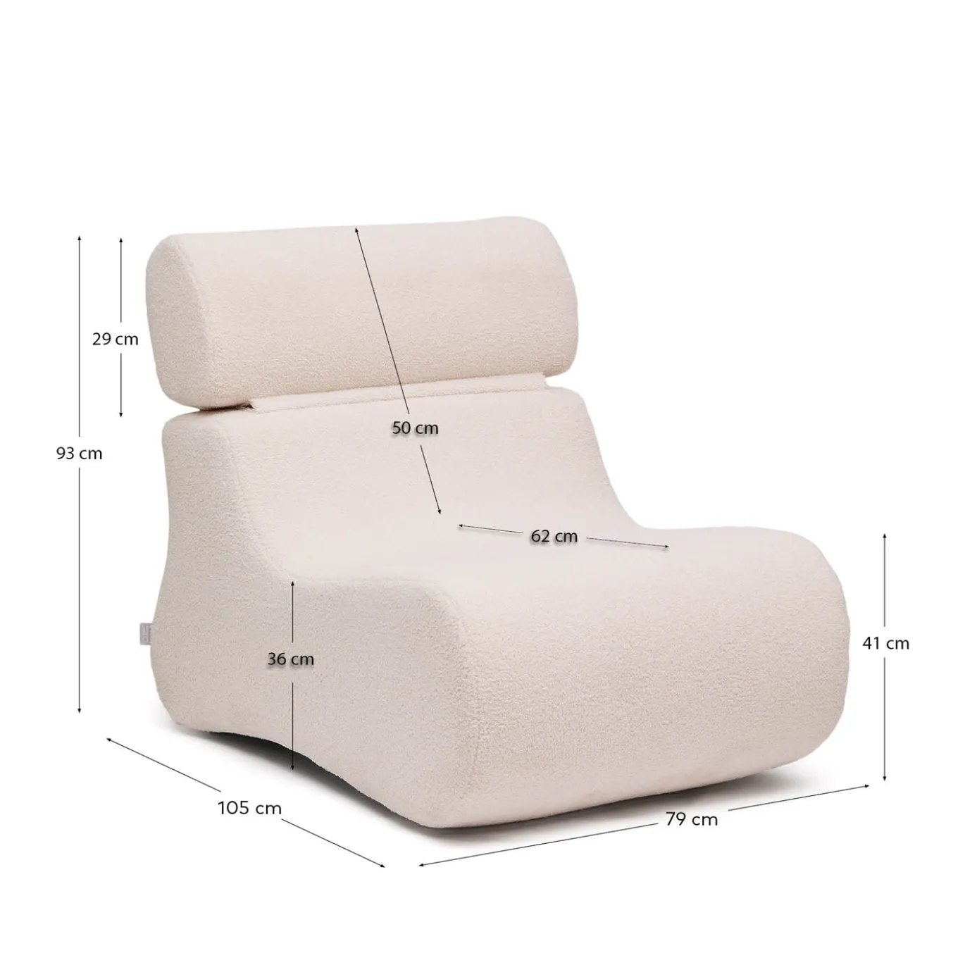 Kave Home Fauteuil Club Bouclé Ecru