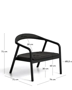 Kave Home Fauteuil Derile Eiken Zwart