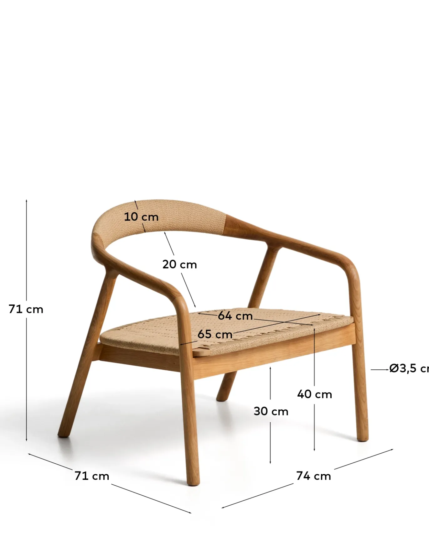 Kave Home Fauteuil Derile Eiken Naturel