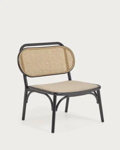 Kave Home Fauteuil Doriane Iepenhout Zwart/Naturel