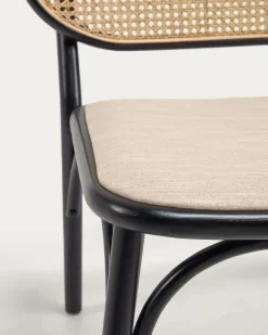 Kave Home Fauteuil Doriane Iepenhout Zwart/Naturel