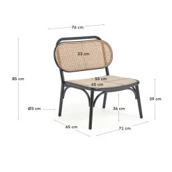 Kave Home Fauteuil Doriane Iepenhout Zwart/Naturel