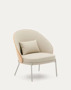 Kave Home Fauteuil Eamy Bruin Kunstleer Essenfineer Naturel