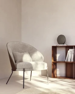Kave Home Fauteuil Eamy Lichtbruin Essenhoutfineer Bruin