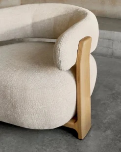 Kave Home Fauteuil Granite Beige/Naturel Chenille En Essenhout