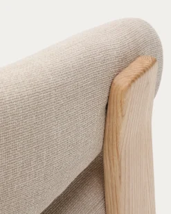 Kave Home Fauteuil Granite Beige/Naturel Chenille En Essenhout
