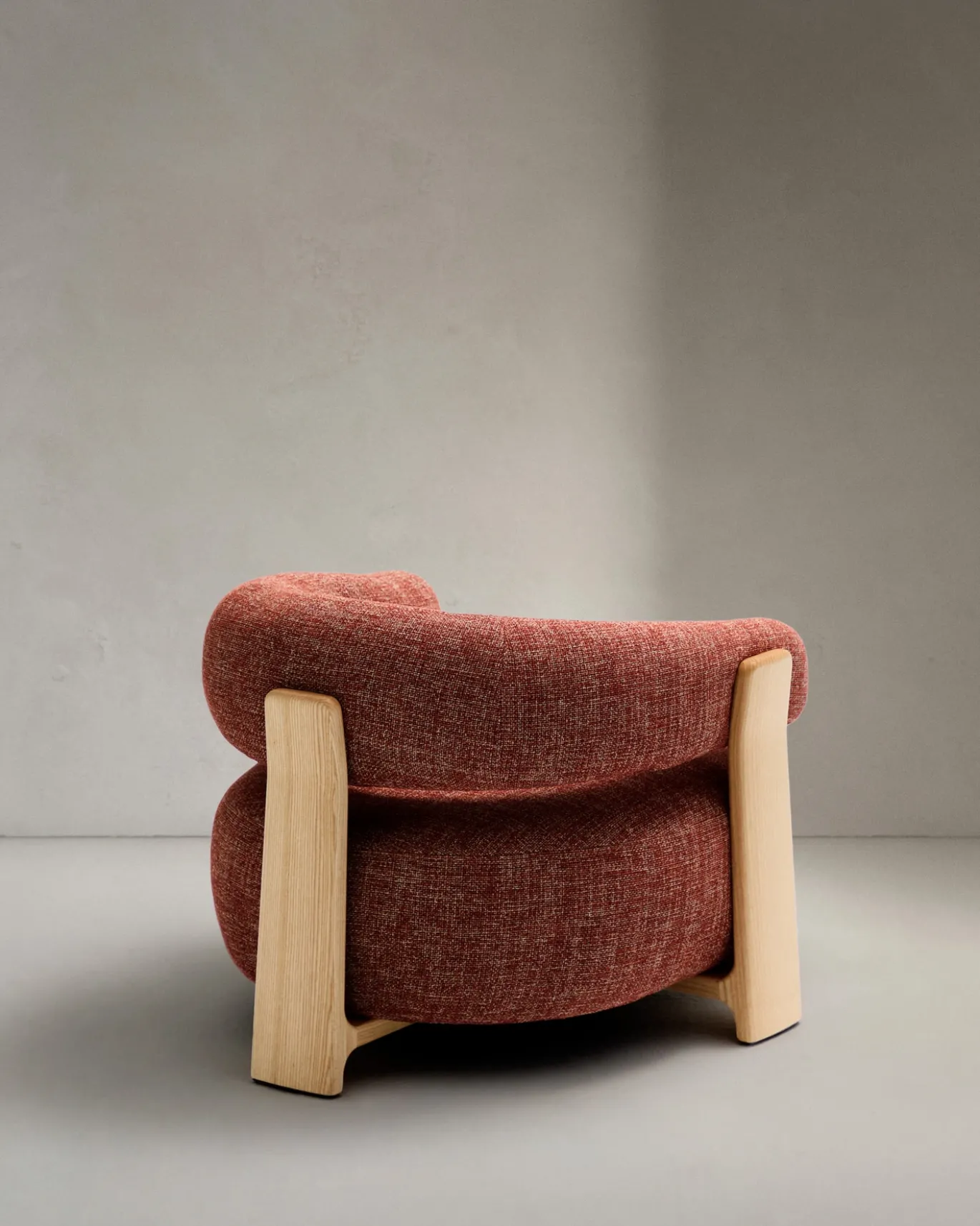 Kave Home Fauteuil Granite Terracotta/Naturel Chenille En Essenhout