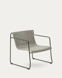 Kave Home Fauteuil Maurina Groen en Ecru/grijs Touw