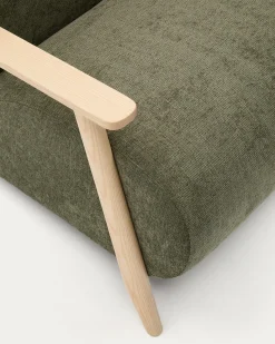 Kave Home Fauteuil Meghan Groen/Naturel Chenille En Essenhout
