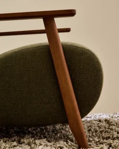 Kave Home Fauteuil Meghan Groen Chenille Essenhout