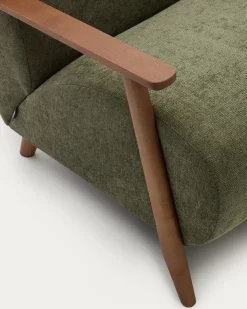 Kave Home Fauteuil Meghan Groen Chenille Essenhout