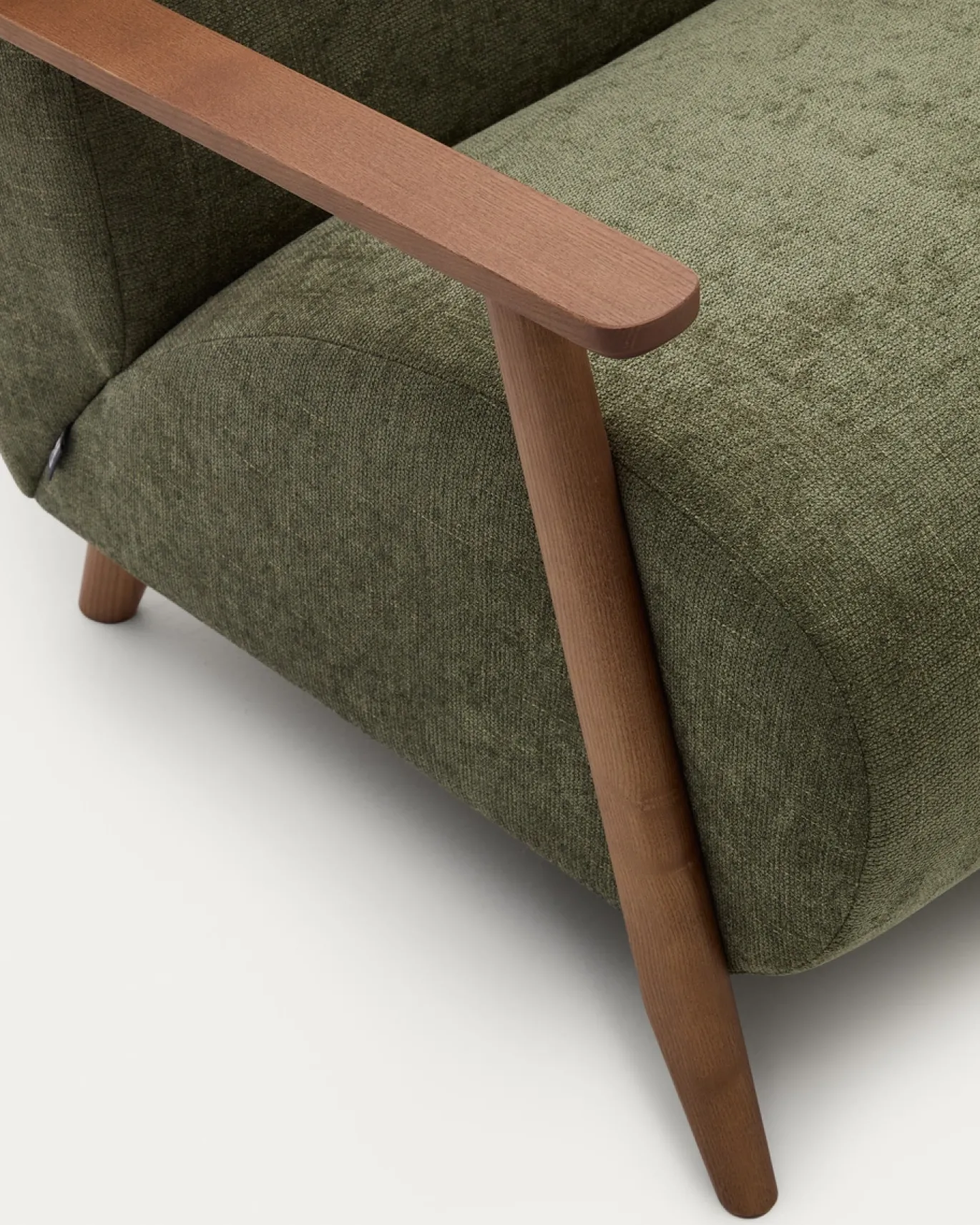 Kave Home Fauteuil Meghan Groen Chenille Essenhout