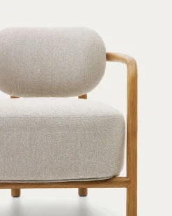 Kave Home Fauteuil Melqui Beige Massief Eikenhout Naturel