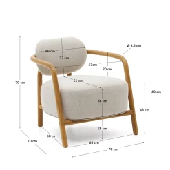 Kave Home Fauteuil Melqui Beige Massief Eikenhout Naturel