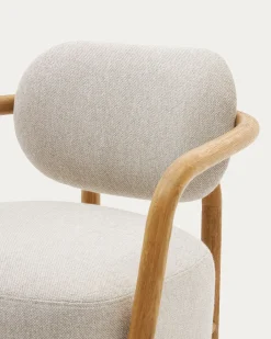 Kave Home Fauteuil Melqui Beige Massief Eikenhout Naturel