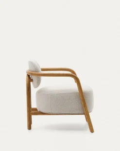 Kave Home Fauteuil Melqui Beige Massief Eikenhout Naturel