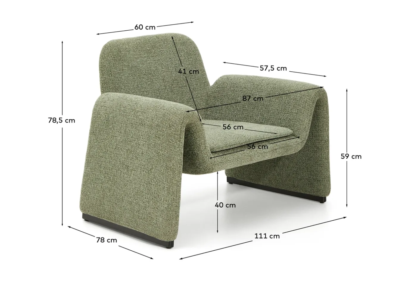 Kave Home Fauteuil Melvia Groen Chenille
