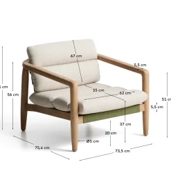 Kave Home Fauteuil Menfi Massief Acaciahout Beige