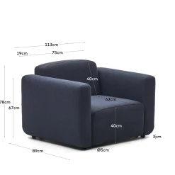 Kave Home Fauteuil Neom Modulair Blauw