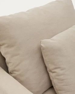 Kave Home Fauteuil Nora Kussen Taupe Linnen en Katoen 92cm