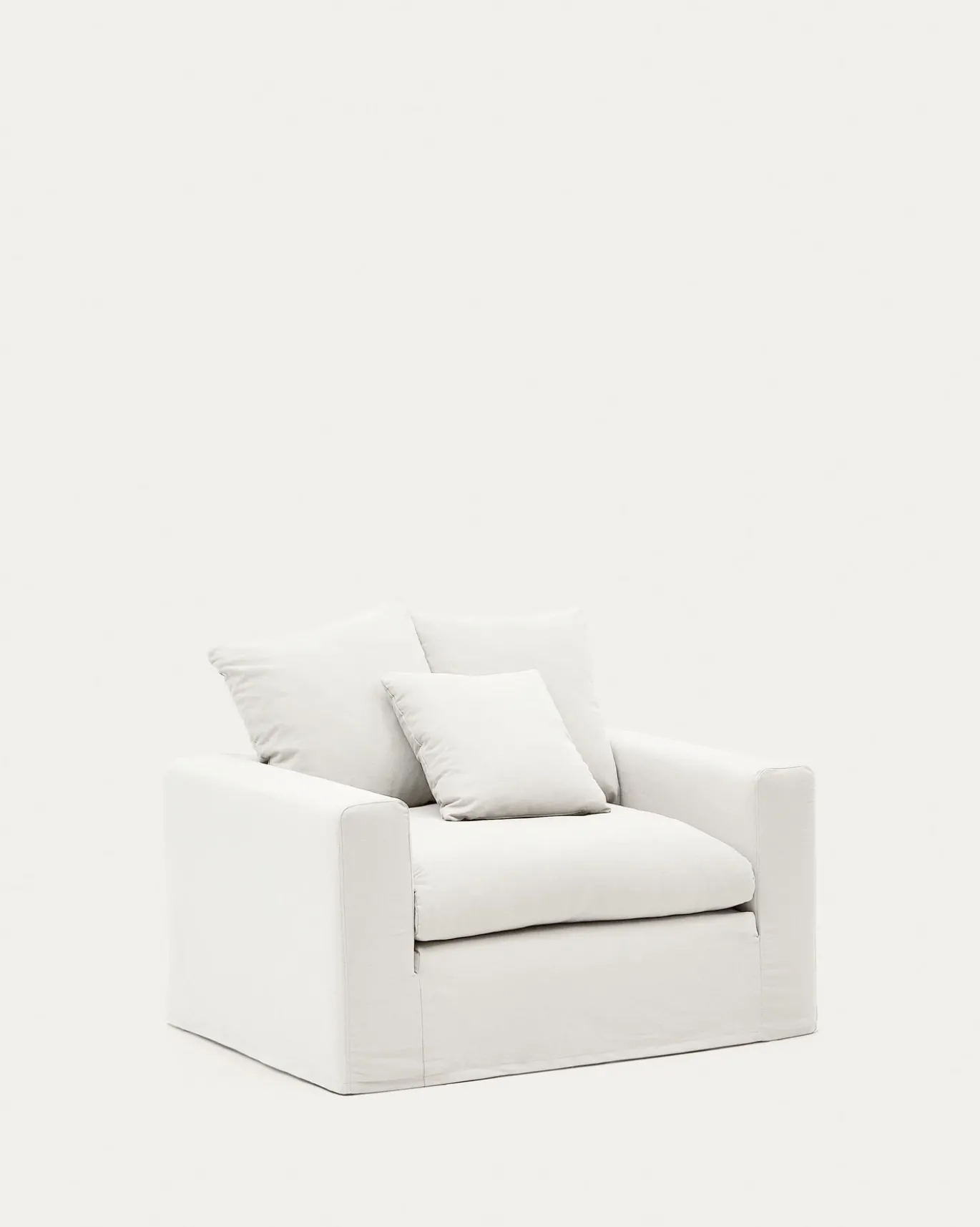 Kave Home Fauteuil Nora Kussen Ecru Linnen en Katoen 140cm