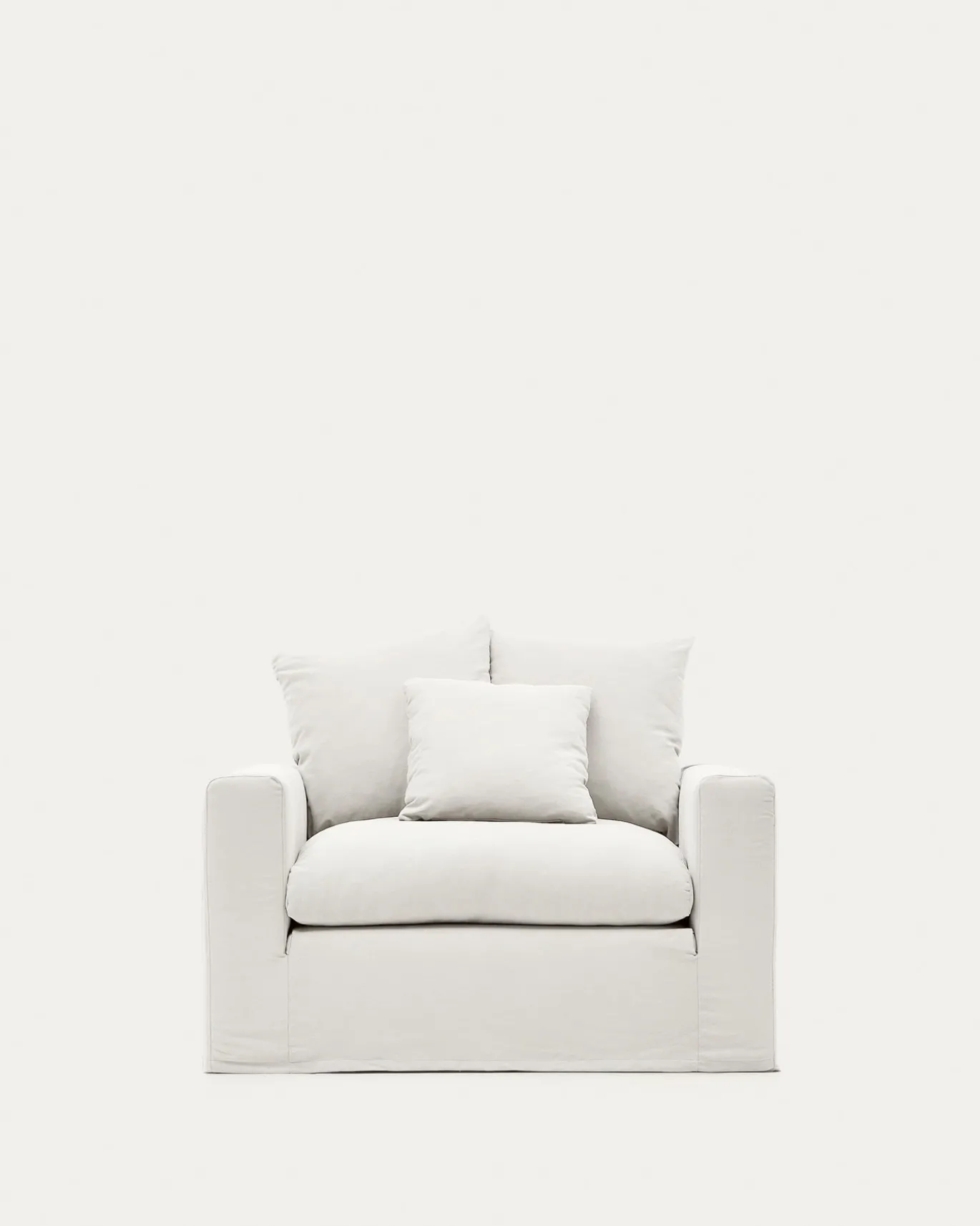 Kave Home Fauteuil Nora Kussen Ecru Linnen en Katoen 140cm
