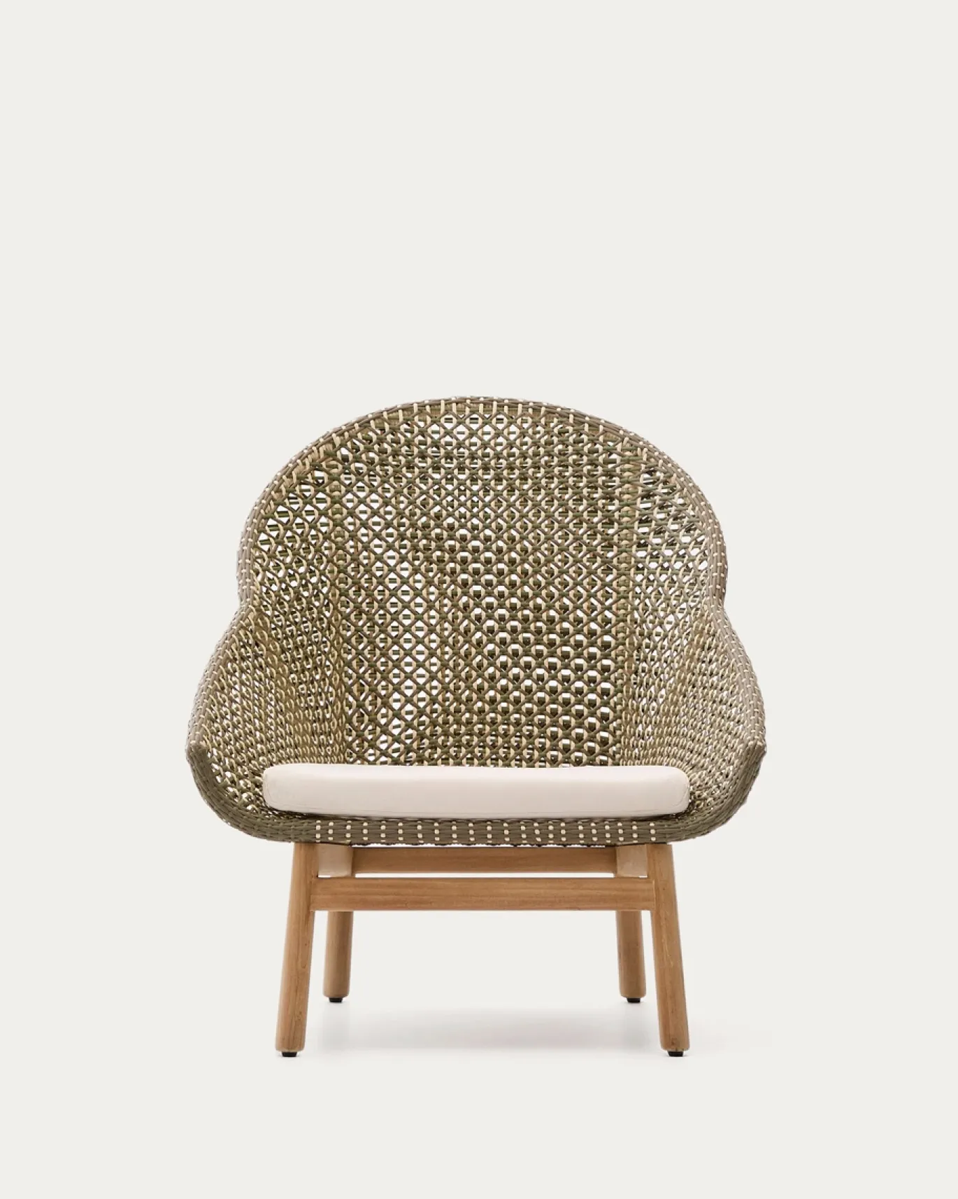 Kave Home Fauteuil Olbia met Hoge Rug Rotan Teakhout