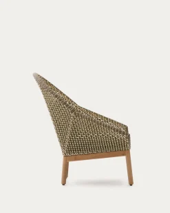 Kave Home Fauteuil Olbia met Hoge Rug Rotan Teakhout