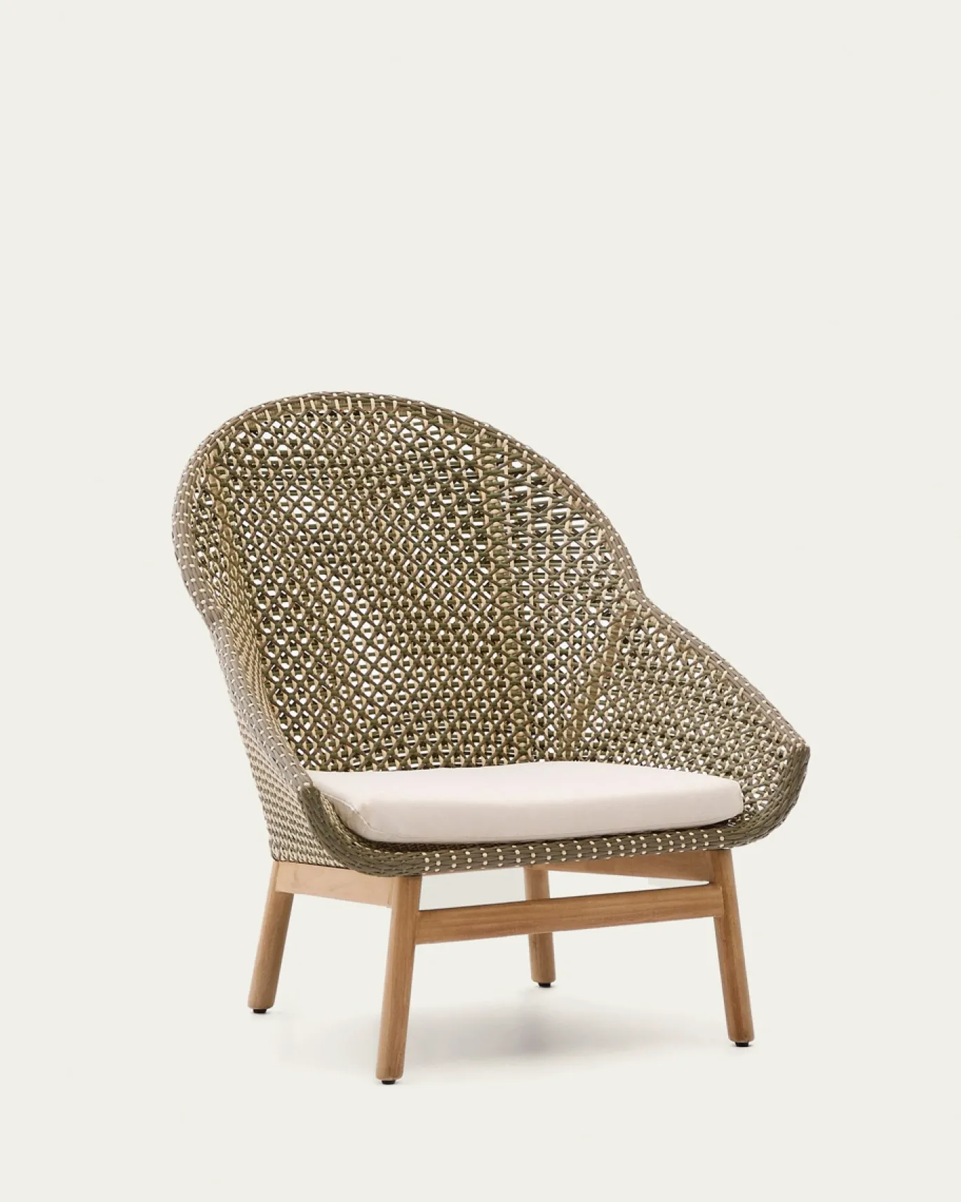 Kave Home Fauteuil Olbia met Hoge Rug Rotan Teakhout