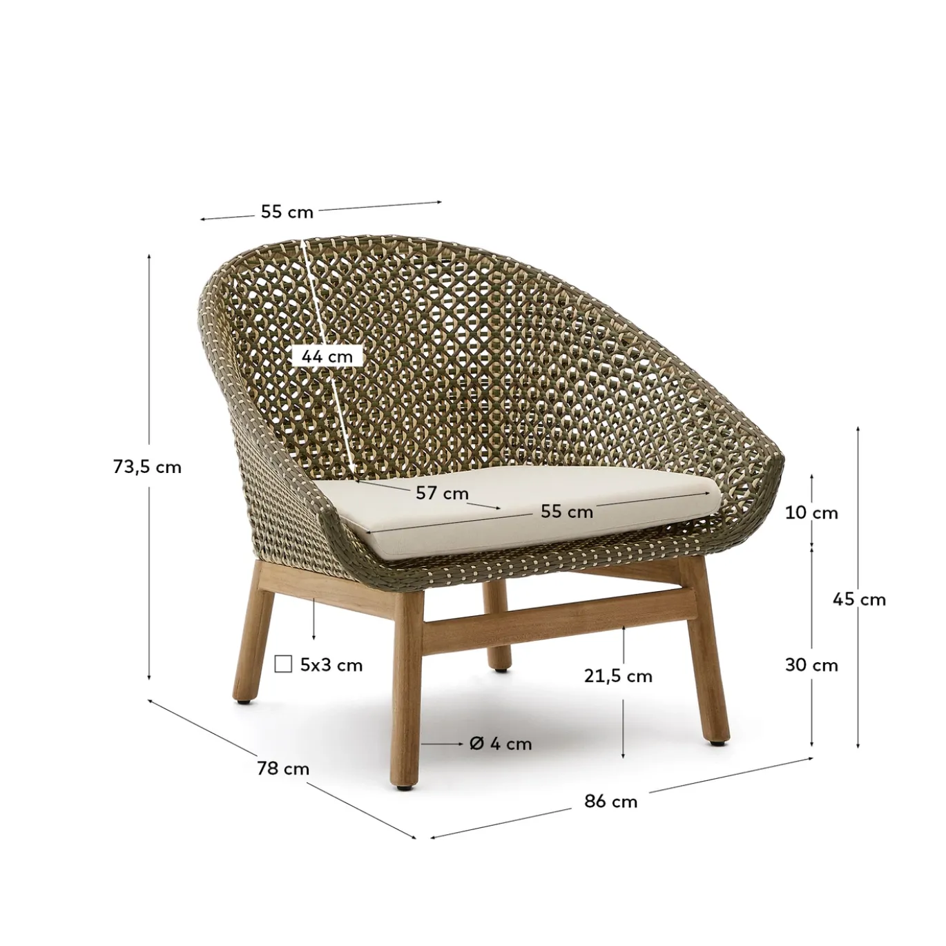 Kave Home Fauteuil Olbia Rotan en Teakhout