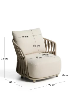 Kave Home Fauteuil Osani Aluminium Beige Touw Taupe