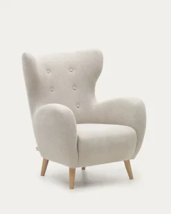 Kave Home Fauteuil Patio Beige Massief Beukenhout