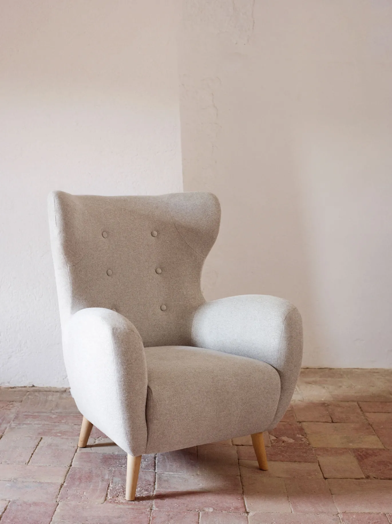 Kave Home Fauteuil Patio Beige Massief Beukenhout