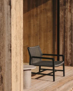 Kave Home Fauteuil Sabolla Massief Teakhout Zwart