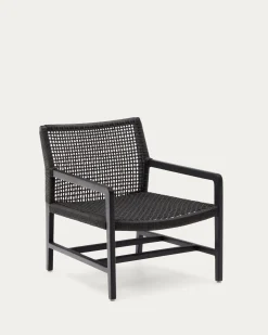 Kave Home Fauteuil Sabolla Massief Teakhout Zwart