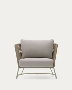 Kave Home Fauteuil Saconca Outdoor Touw Staal Beige