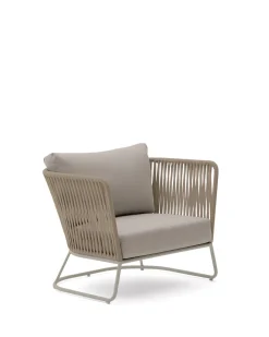 Kave Home Fauteuil Saconca Outdoor Touw Staal Beige