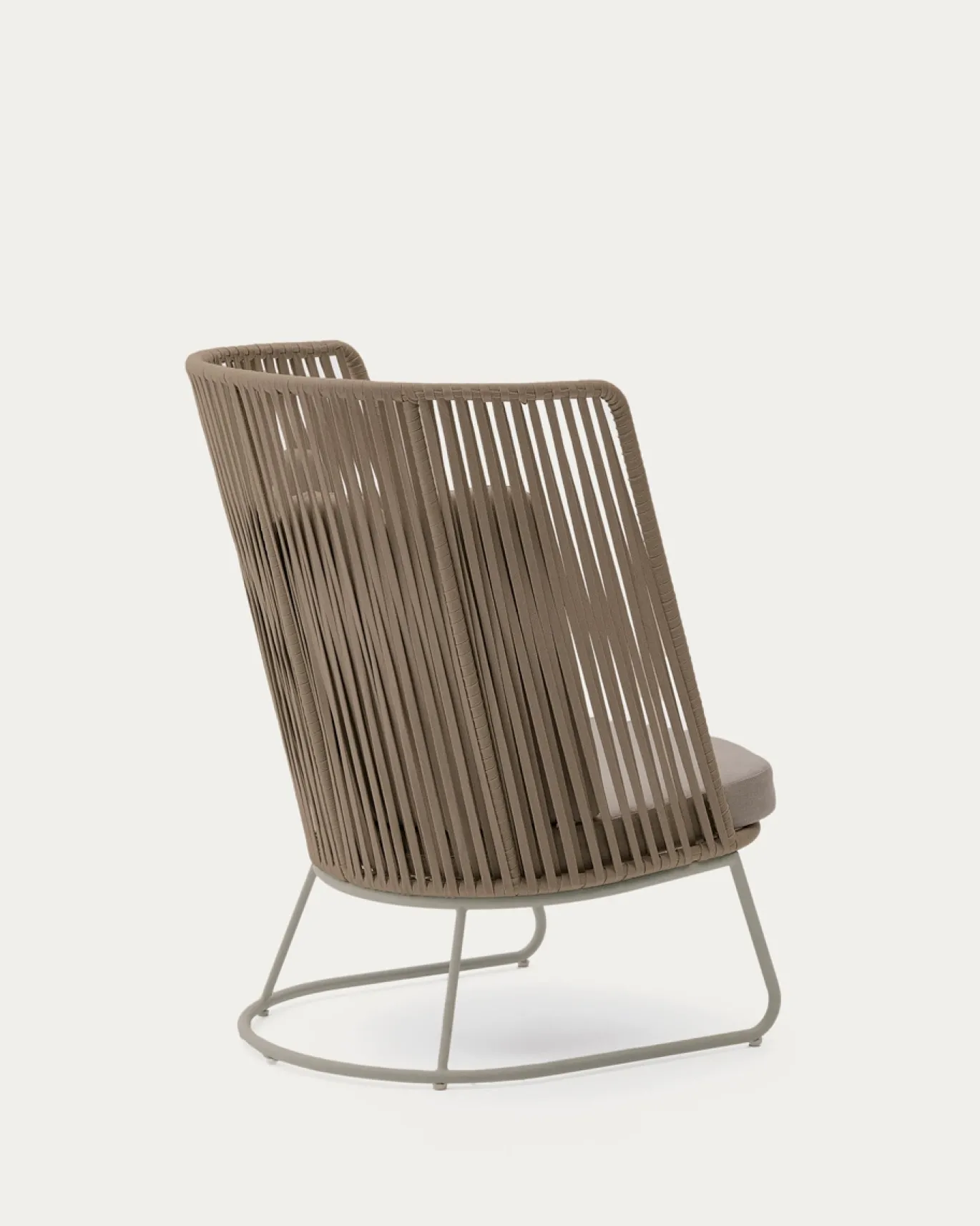 Kave Home Fauteuil Saconca Outdoor Touw Staal Beige Hoge Rugleuning